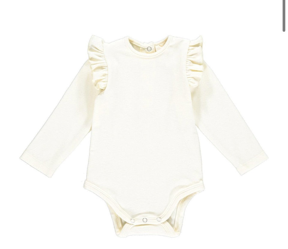 Vignette Quinn Long-Sleeved Ruffle Onesie - Cream