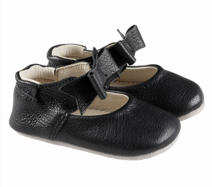 Robeez First Kicks Sofia Mary Jane Bow Black Shoes