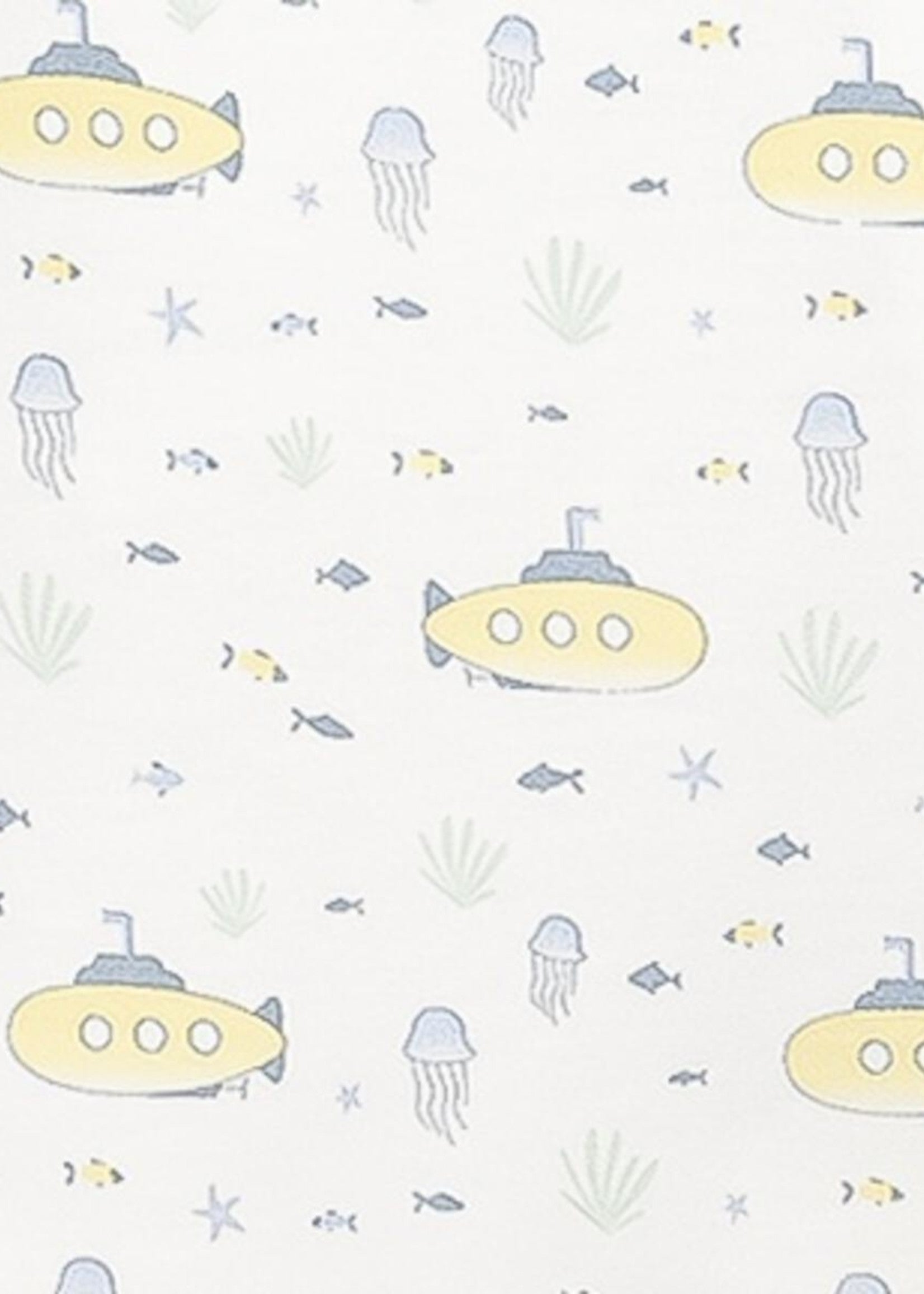 Feather Baby Zipper Footie - Submarines on White