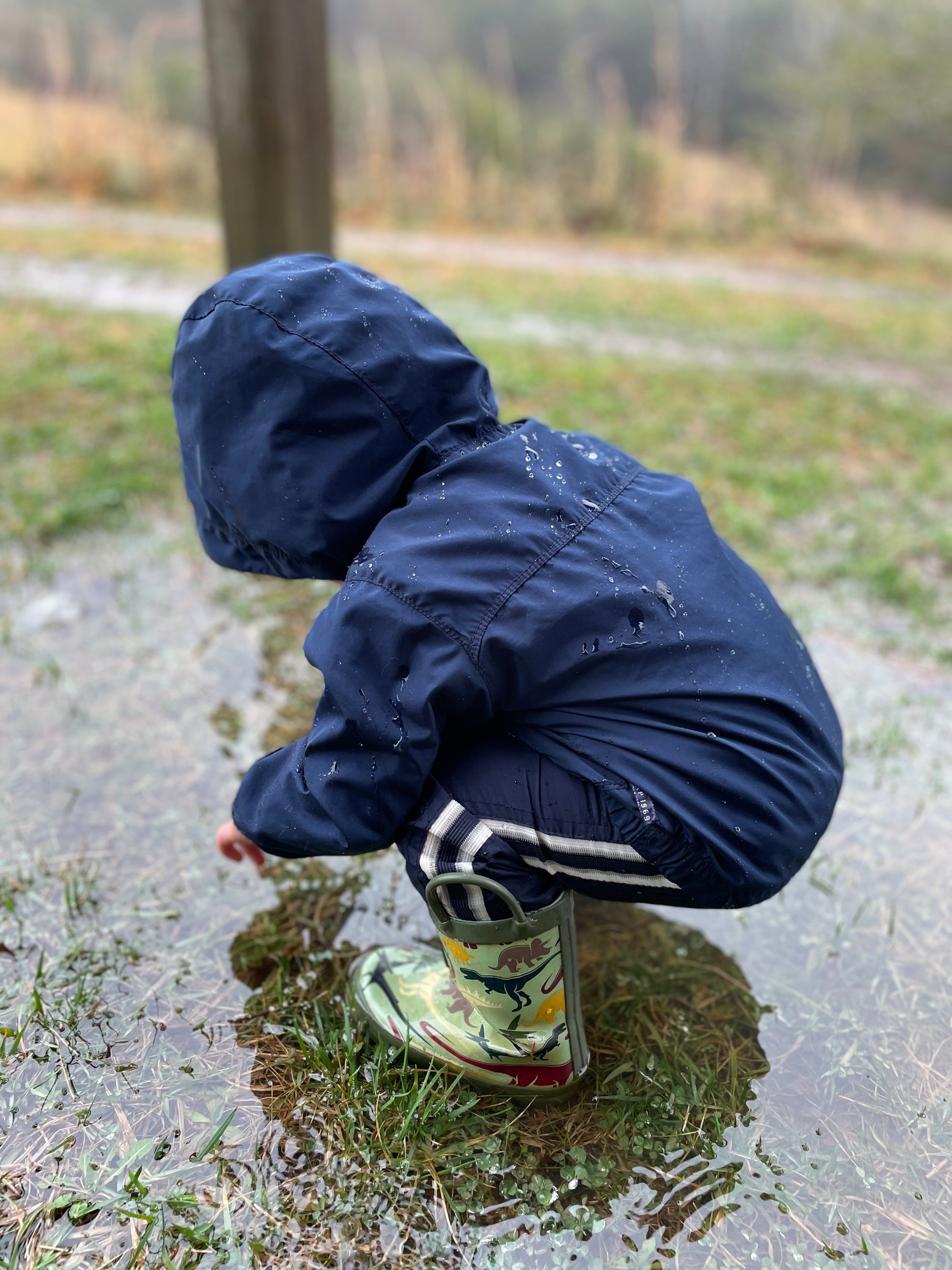 Oakiwear Loop Handle Rubber Rain Boots - Earthy Dinosaurs