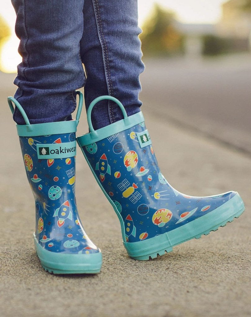 Oakiwear Loop Handle Rubber Rain Boots - Outer Space