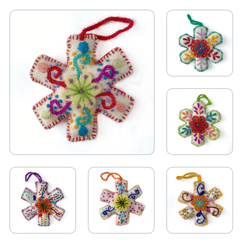 Ornaments for Orphans White Embroidered Snowflake Ornament