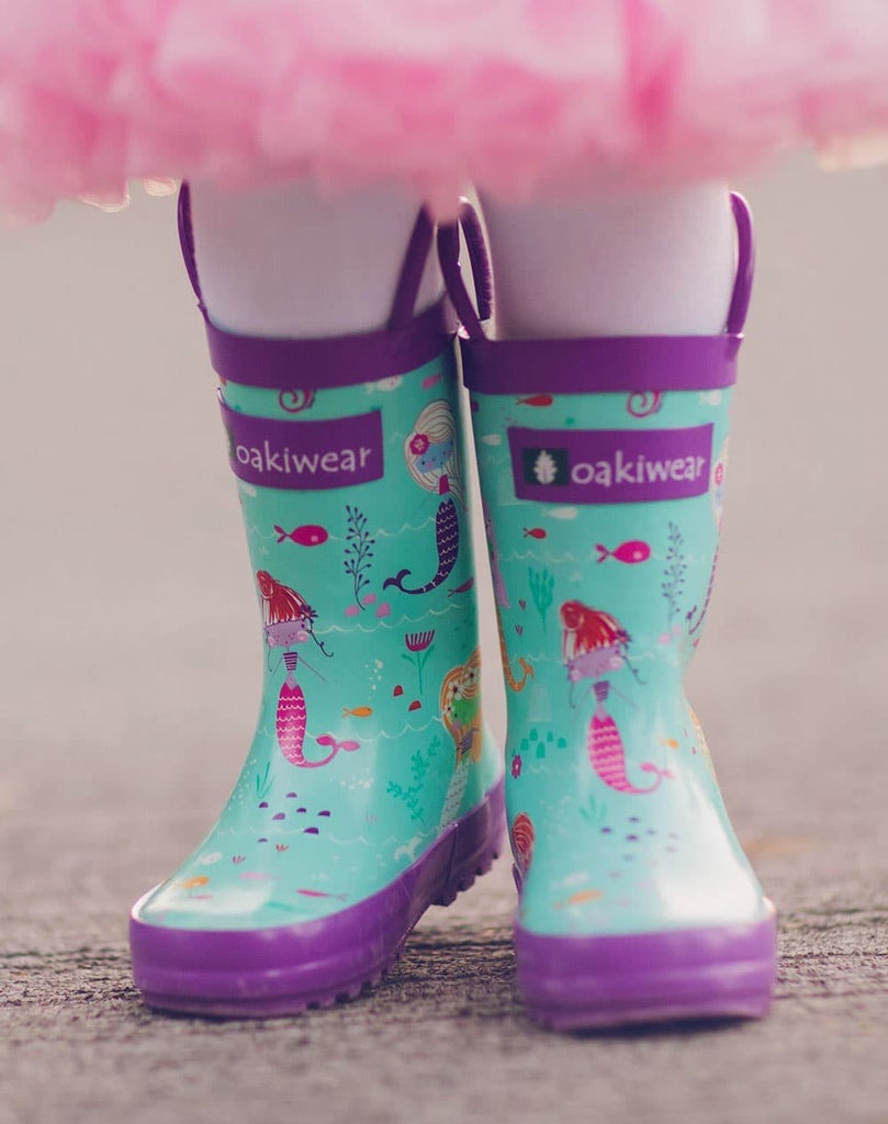 Oakiwear Loop Handle Rubber Rain Boots - Mermaids