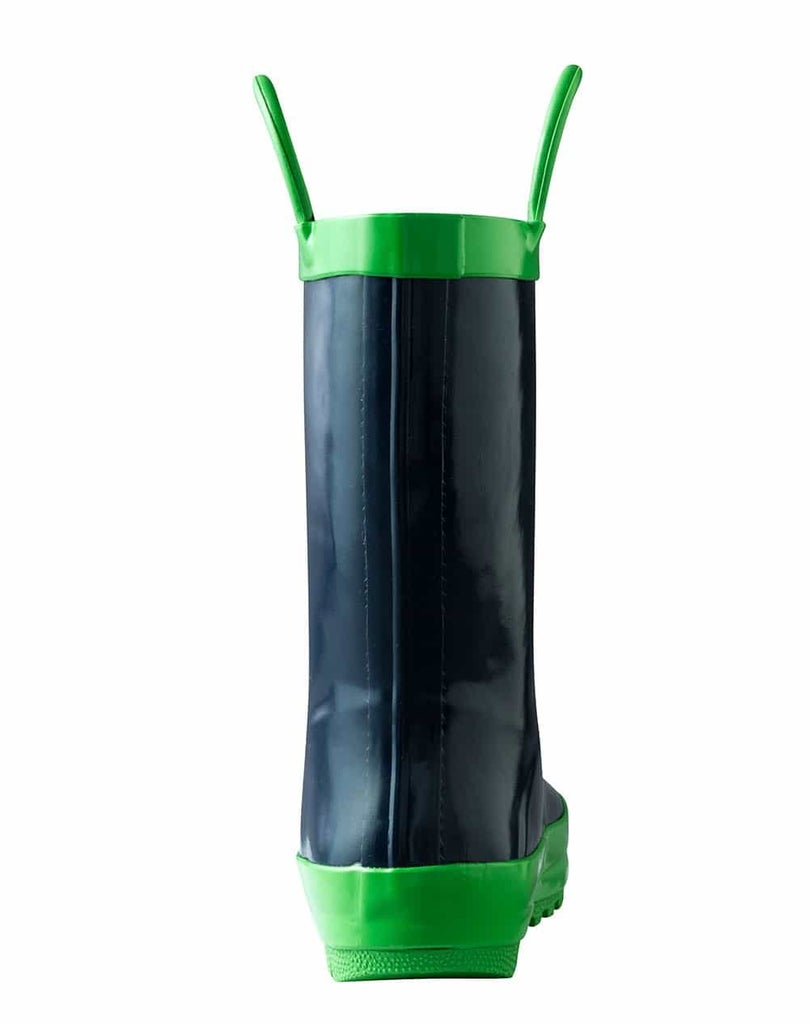 Oakiwear Loop Handle Rubber Rain Boots - Navy Blue & Green