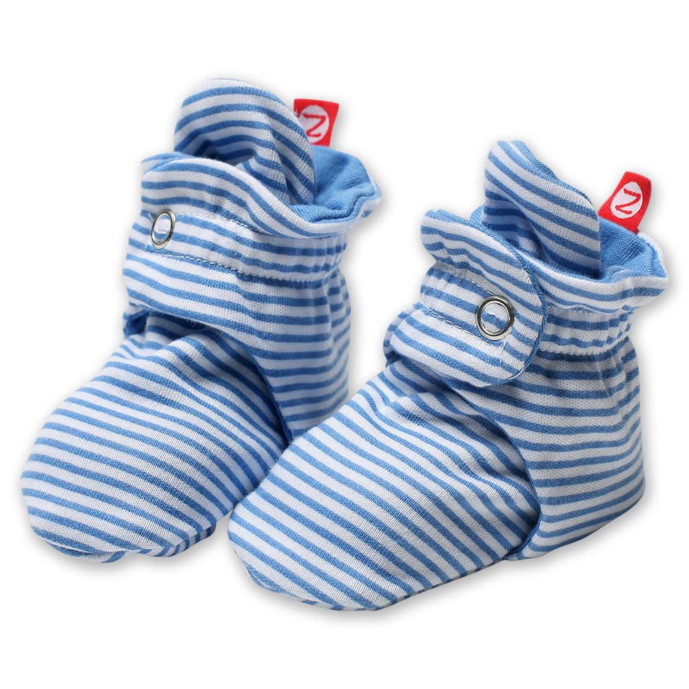 Zutano Cotton Booties - Candy Stripe Periwinkle (non-gripper bottom)