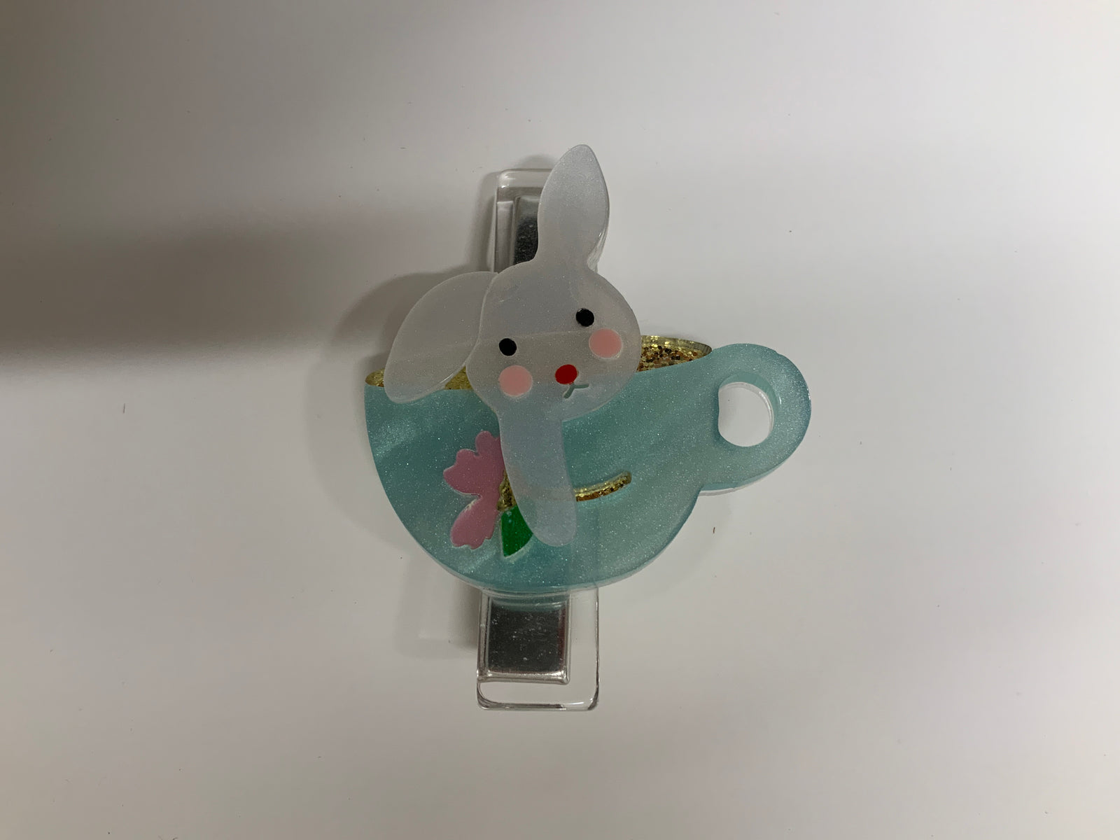 Lilies & Roses Alligator Clip- Bunny in Teacup