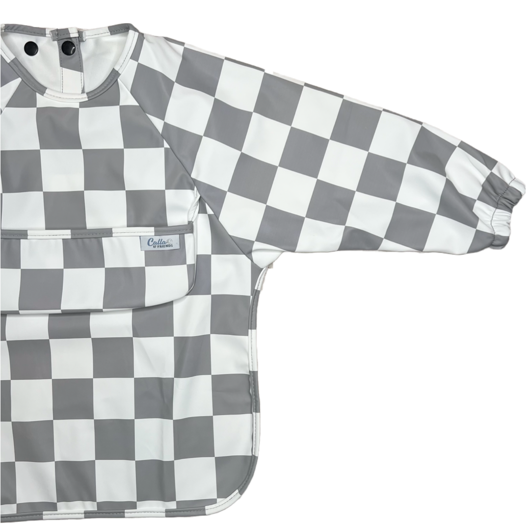 The Grayson Long Sleeve Bib - Checkered: Cloud Gray