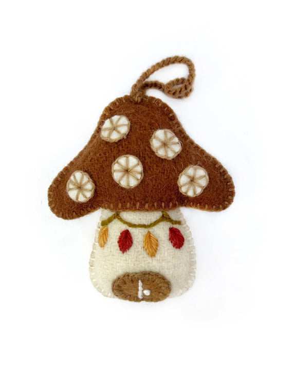 Ornaments for Orphans Mushroom House Embroidered Wool Ornament