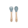 Silicone &amp; Beechwood Toddler Utensil Set: Powder Blue