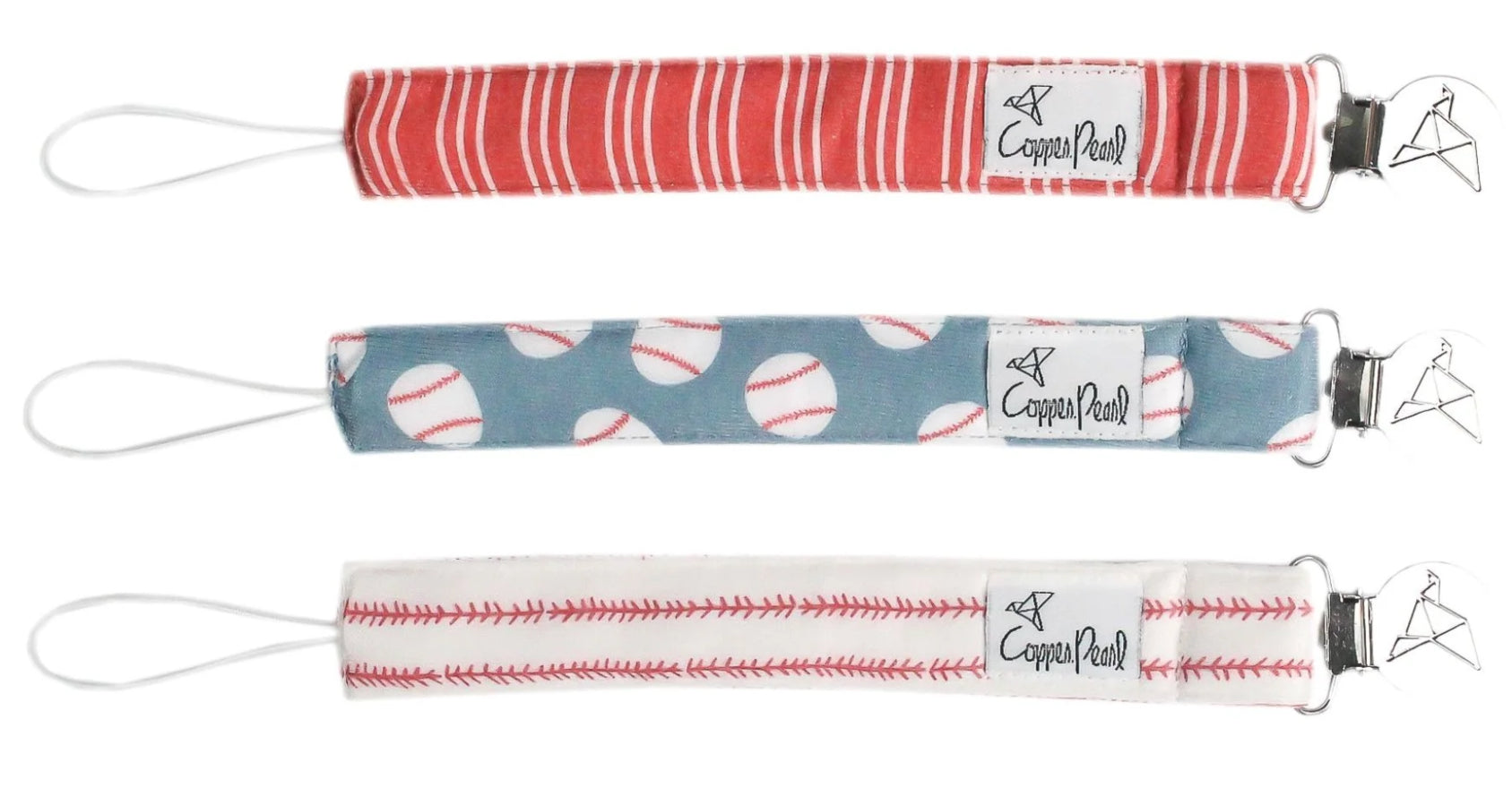 Copper Pearl binky clips -Slugger