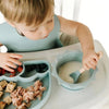 Silicone &amp; Beechwood Toddler Utensil Set: Cloud Gray