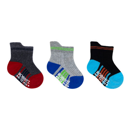 Robeez Boys Basics Socks, Bootie 3-Pack