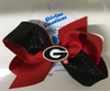 Divine Creations Wee Ones UGA Red and Black Bow w/Glitter