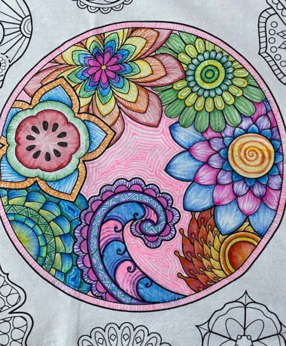 The Coloring Table Colorable Fabric Tablecloth - Mandala