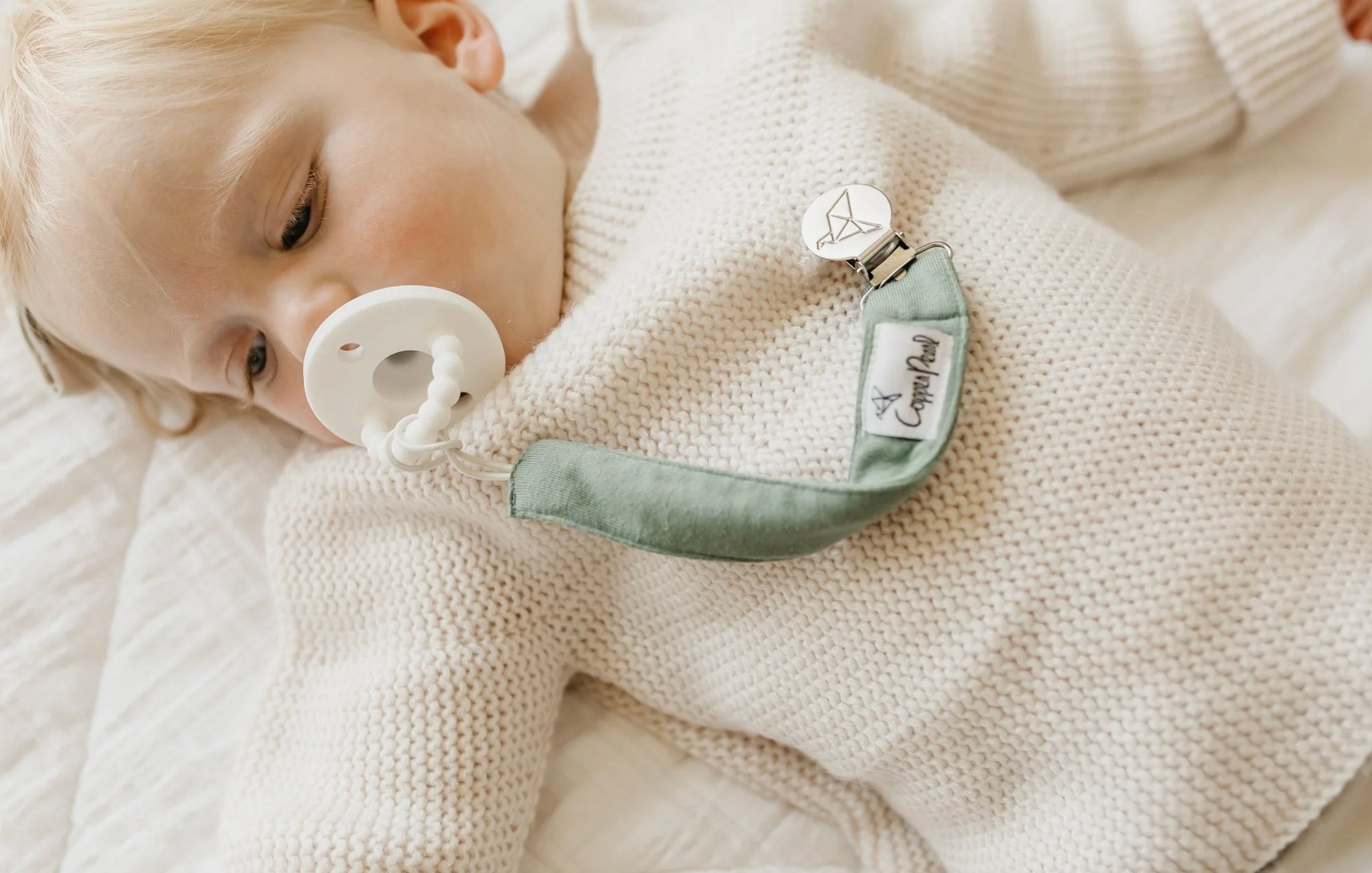 Copper Pearl Binky Clips - Fern