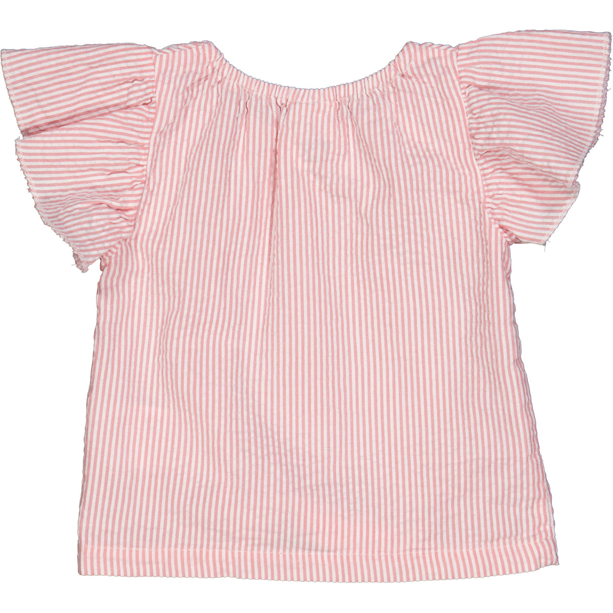 Müsli Seersucker Stripe Frill Top - Balsam Cream/Bubblegum