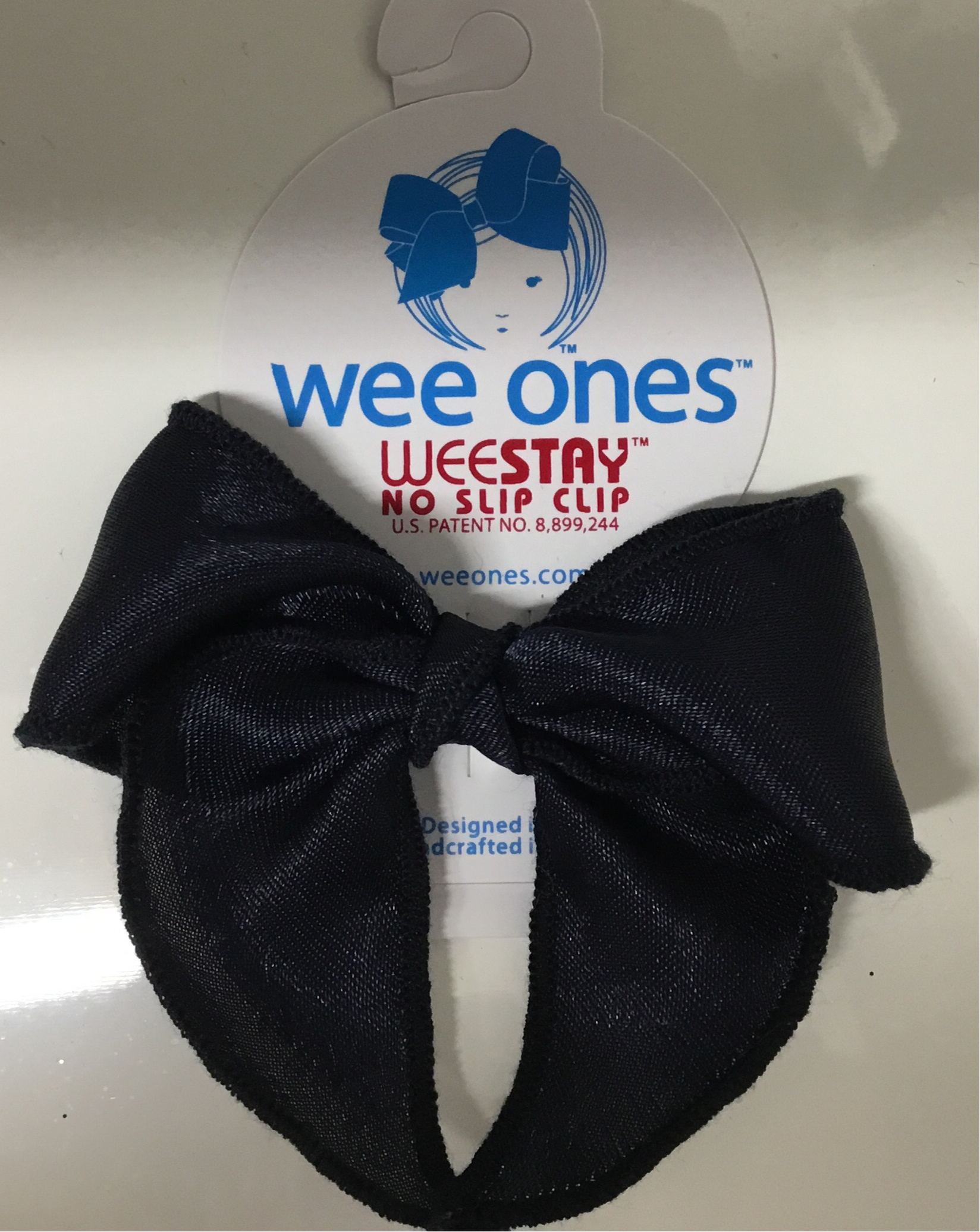 Wee Ones Small Satin Fabric Bow- Navy