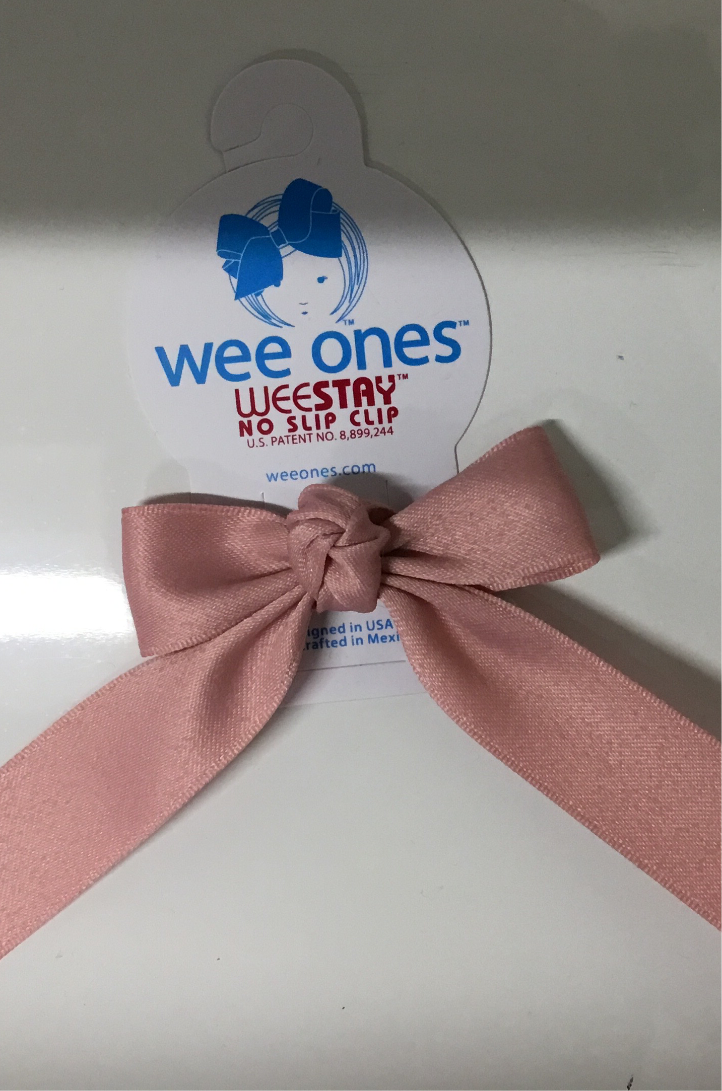 Wee Ones Tiny Matte Satin Bowtie with Tails- Rose