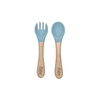 Silicone &amp; Beechwood Toddler Utensil Set: Powder Blue