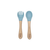 Silicone & Beechwood Toddler Utensil Set: Powder Blue