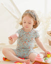 Shirring Flower Mint Short Sleeve PJs: Flower Mint / S(2T)