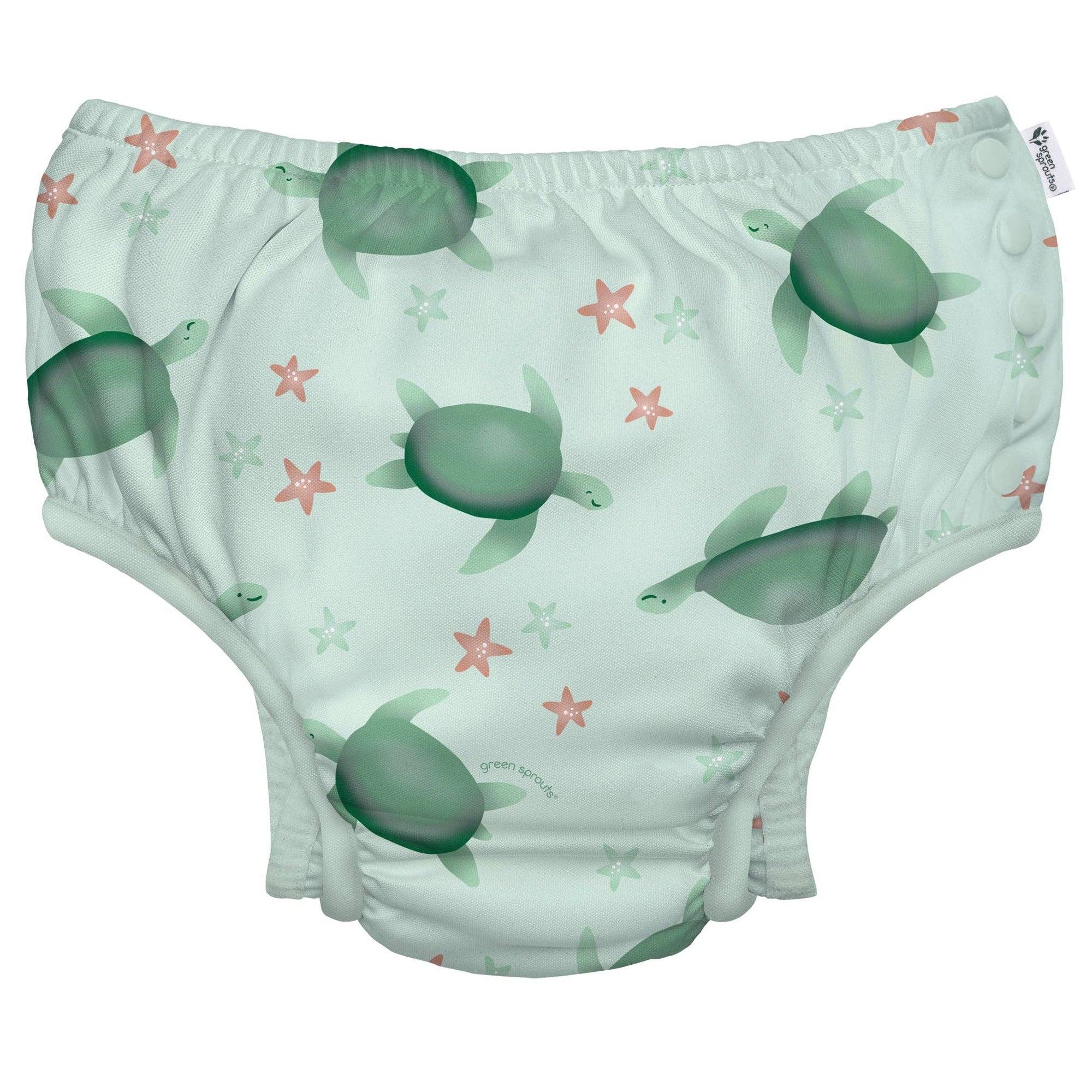 Eco Snap Swim Diaper with Gusset | 2024 Prints: Light Sage Turtle / 3T
