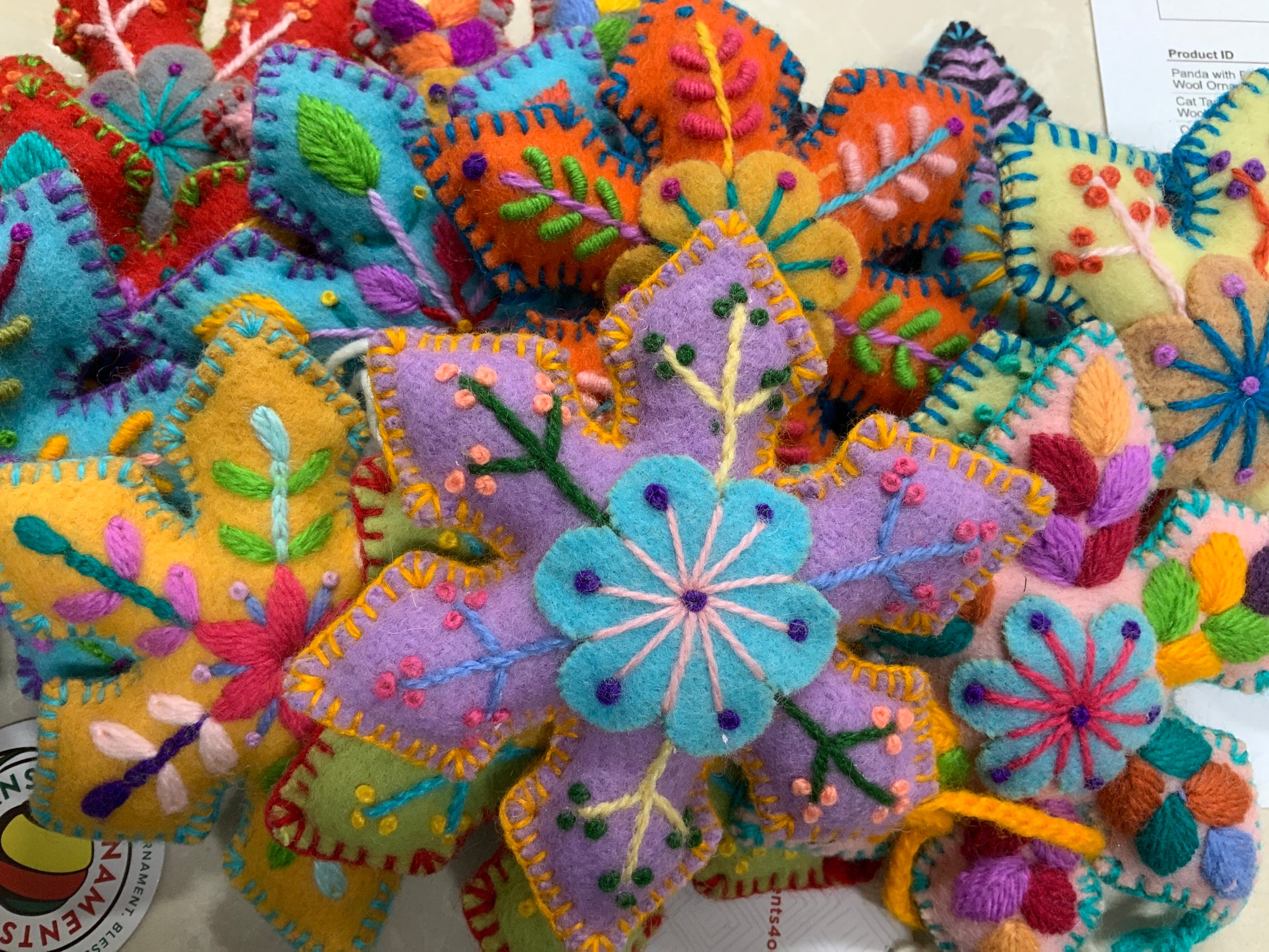 Ornaments for Orphans Colorful Embroidered Star Ornament