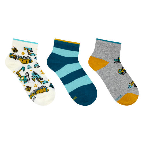 Robeez Truck Time 3-Pack Quarter Socks in Teal for Toddlers and Kids