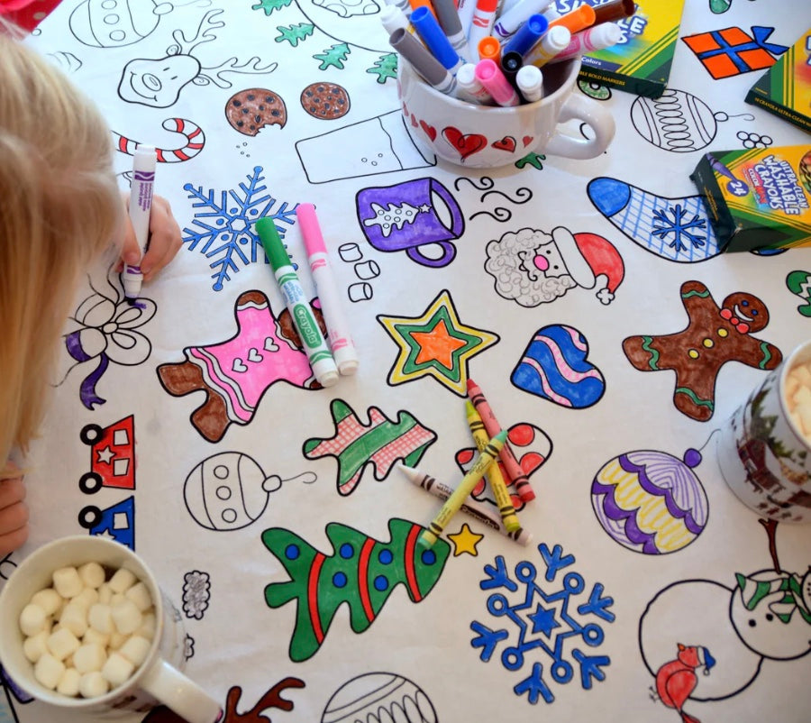 The Coloring Table Colorable Fabric Tablecloth - Holiday
