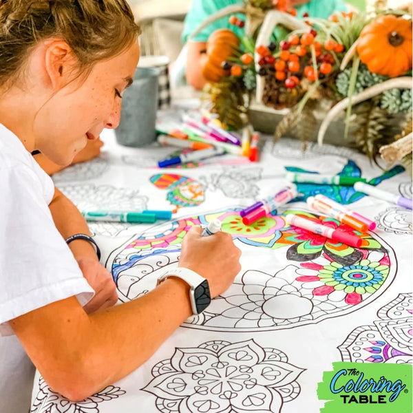 The Coloring Table Colorable Fabric Tablecloth - Mandala - Athens ...