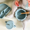 Silicone &amp; Beechwood Toddler Utensil Set: Powder Blue