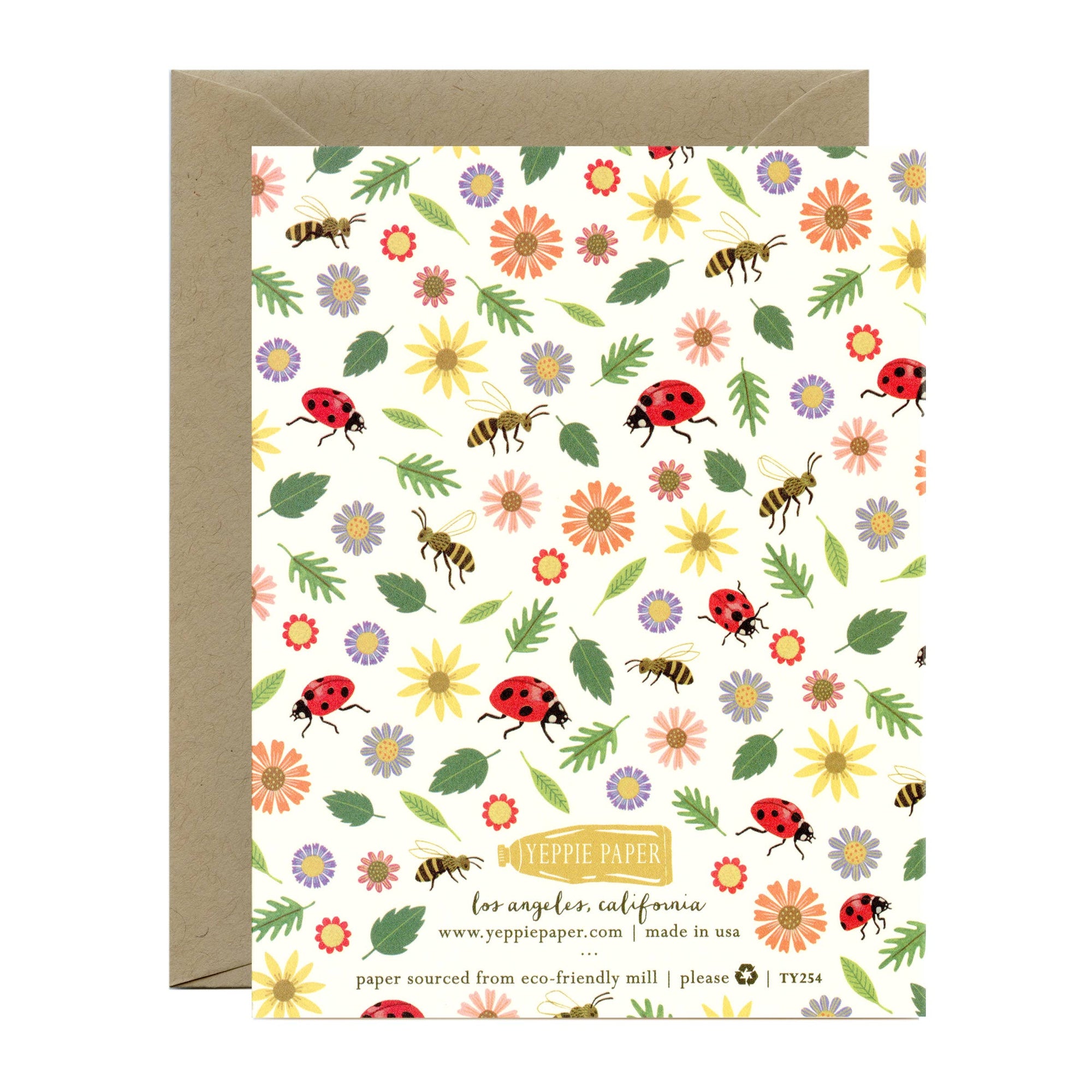 You're the Best Wild Flowers, Ladybugs and Bees Thank You Card