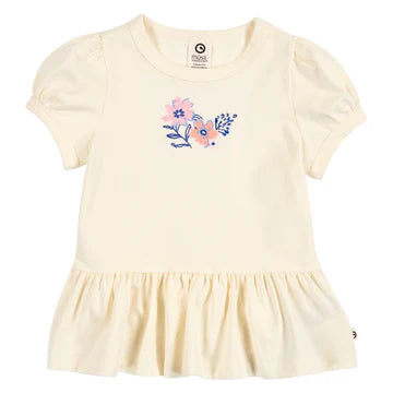 Müsli Primrose Peplum Puff Short Sleeve Top - tofu