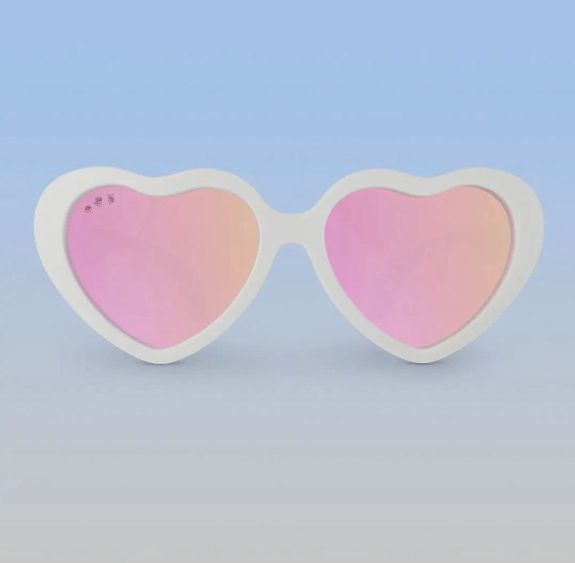 Roshambo Toddler Heart Sunglasses - Ice Ice Baby White, Rose Gold Lens