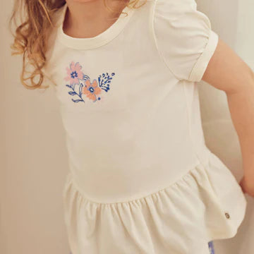 Müsli Primrose Peplum Puff Short Sleeve Top - tofu