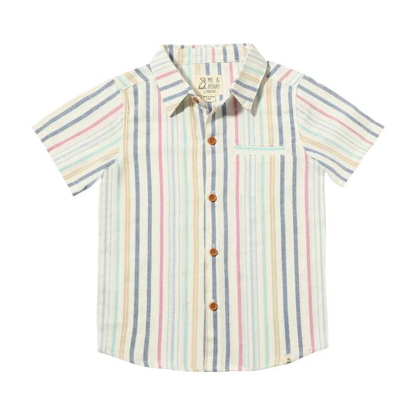 Me & Henry Newport Woven Shirt - Blue/Pink/White stripe