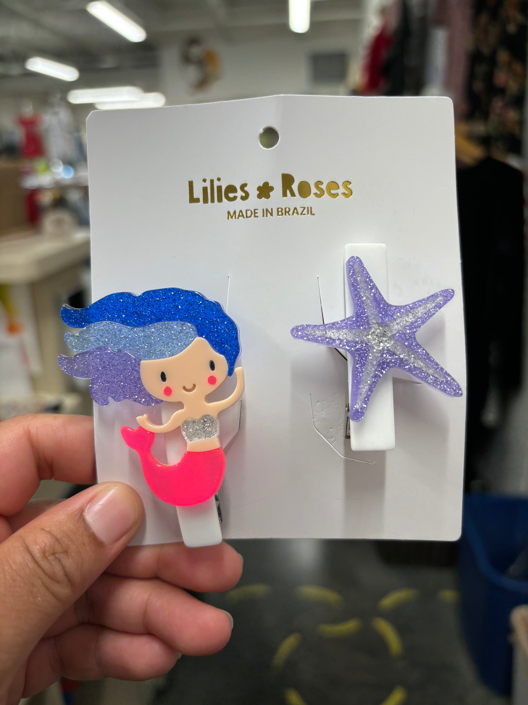 Lilies & Roses  Mermaid and Starfish Set Alligator Clips