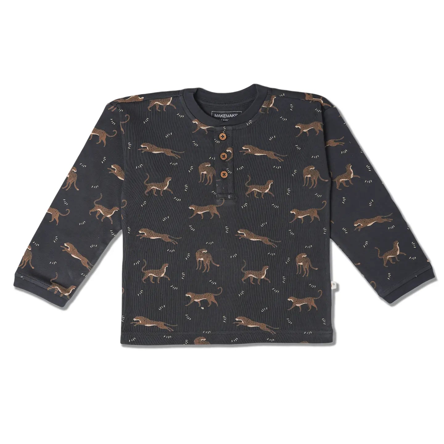 MakeMake organic Henley tee - leopard