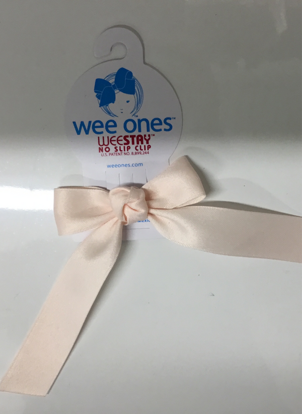 Wee Ones Tiny Matte Satin Bowtie with Tails Pastel Pink Athens