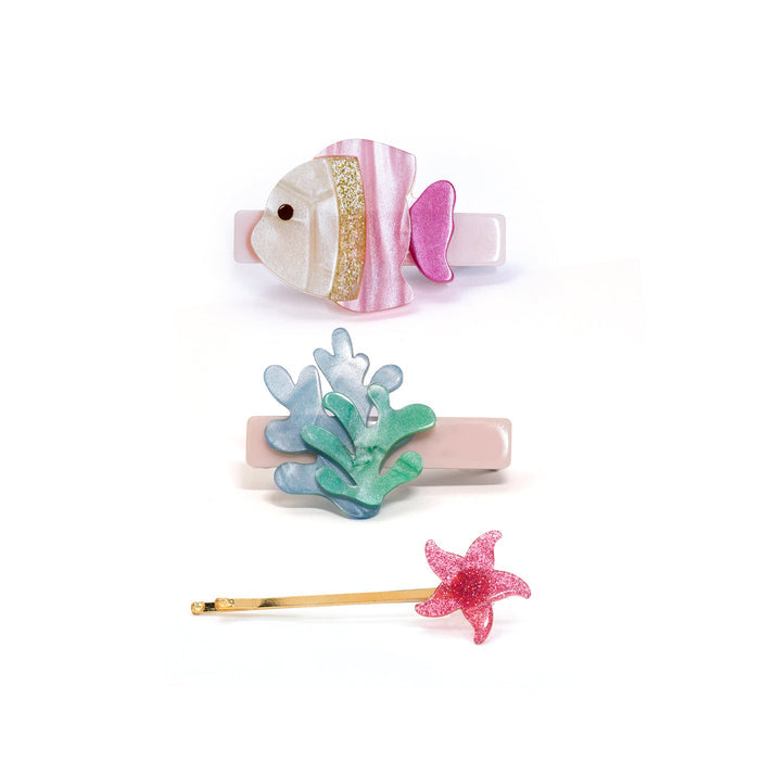 Lilies & Roses Under The Sea Pink Fish Hair Clips Set