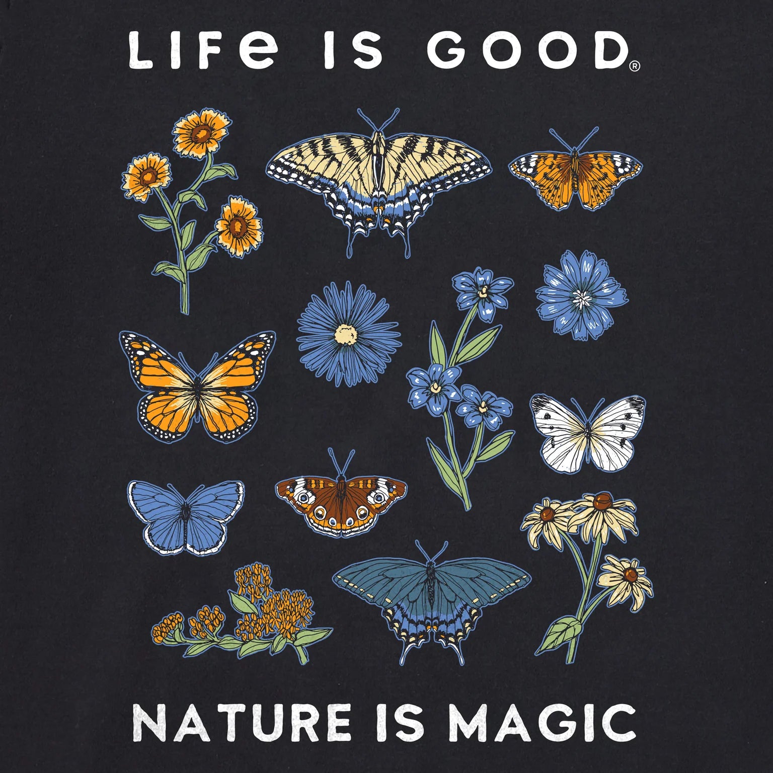 Life is Good Crusher Tee Nature is Magic - Black