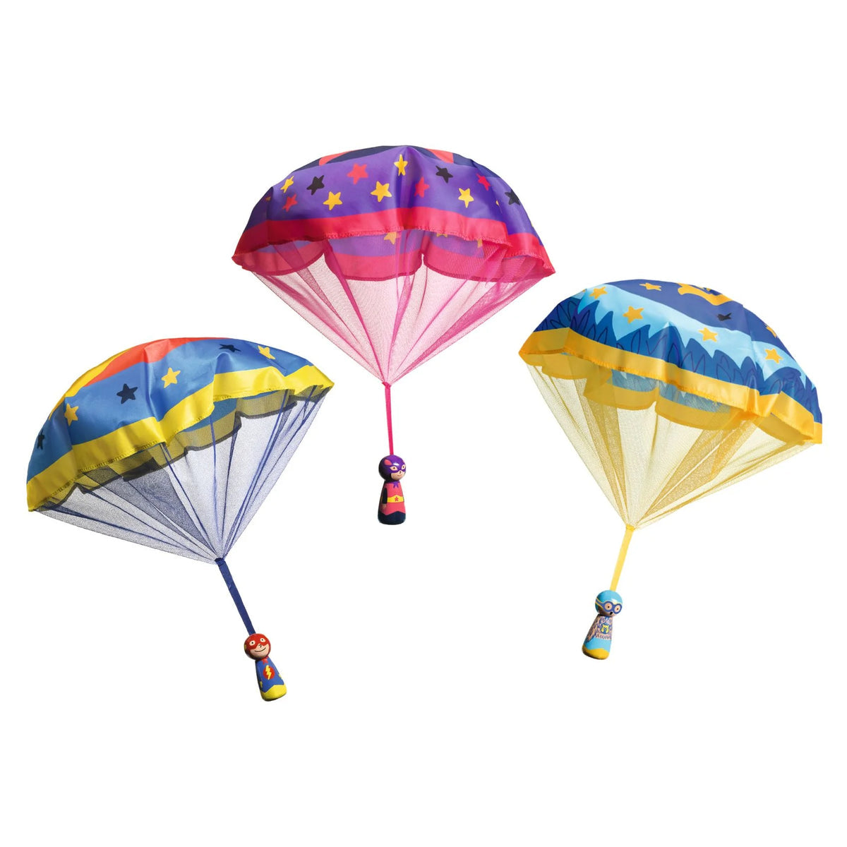 Djeco Flying Heroes - Wooden Hand Throw Parachutists
