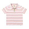 Me &amp; Henry Shipping Polo Shirt - Pink/Grey/White stripe