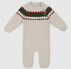 Viverano Fair Isle Jacquard Sweater Knit Baby Jumpsuit (Organic Cotton)