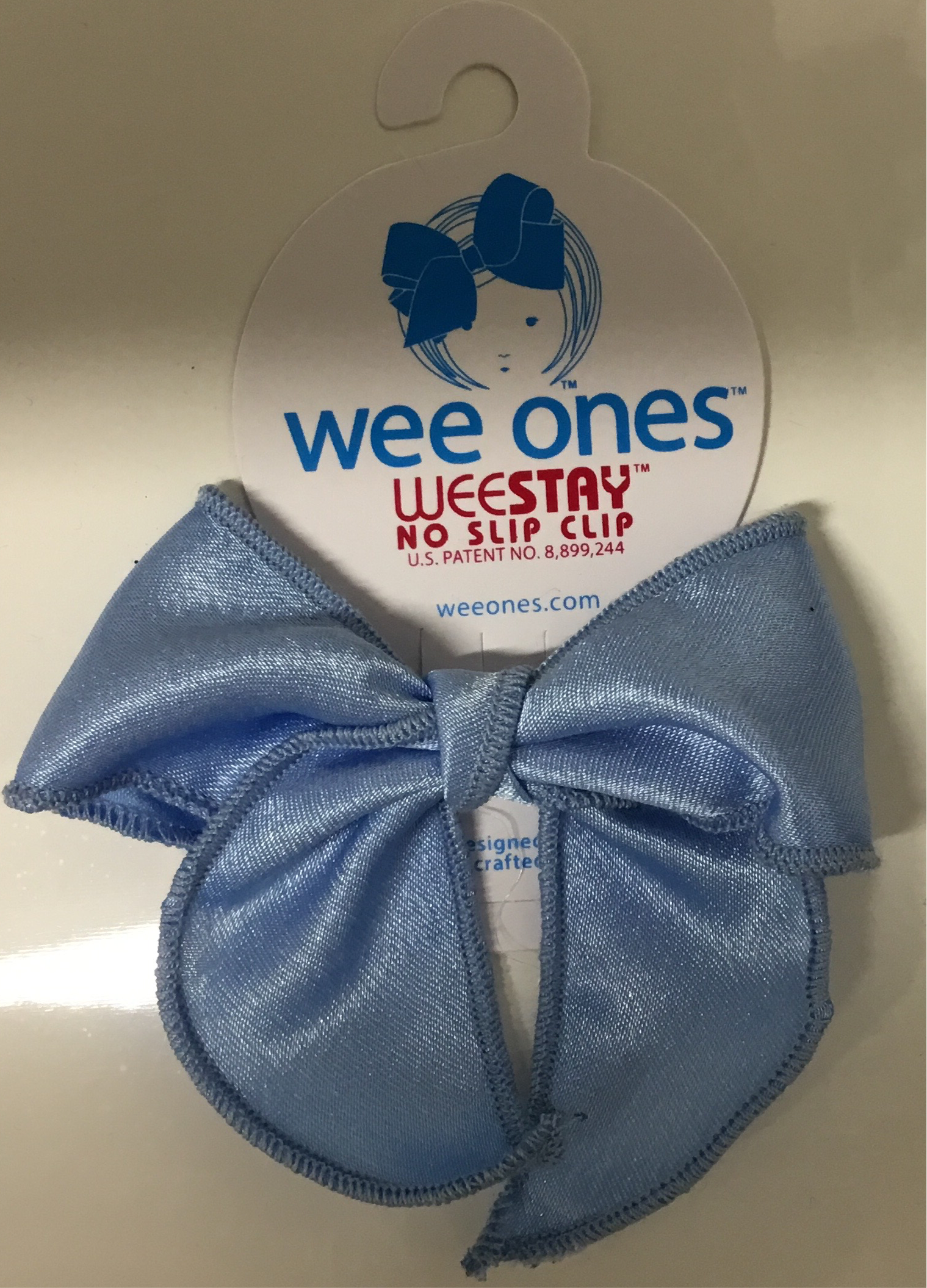 Wee Ones Small Satin Fabric Bow- Blue