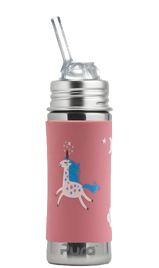 Pura 11oz Straw Bottle - Unicorn Rose Sleeve