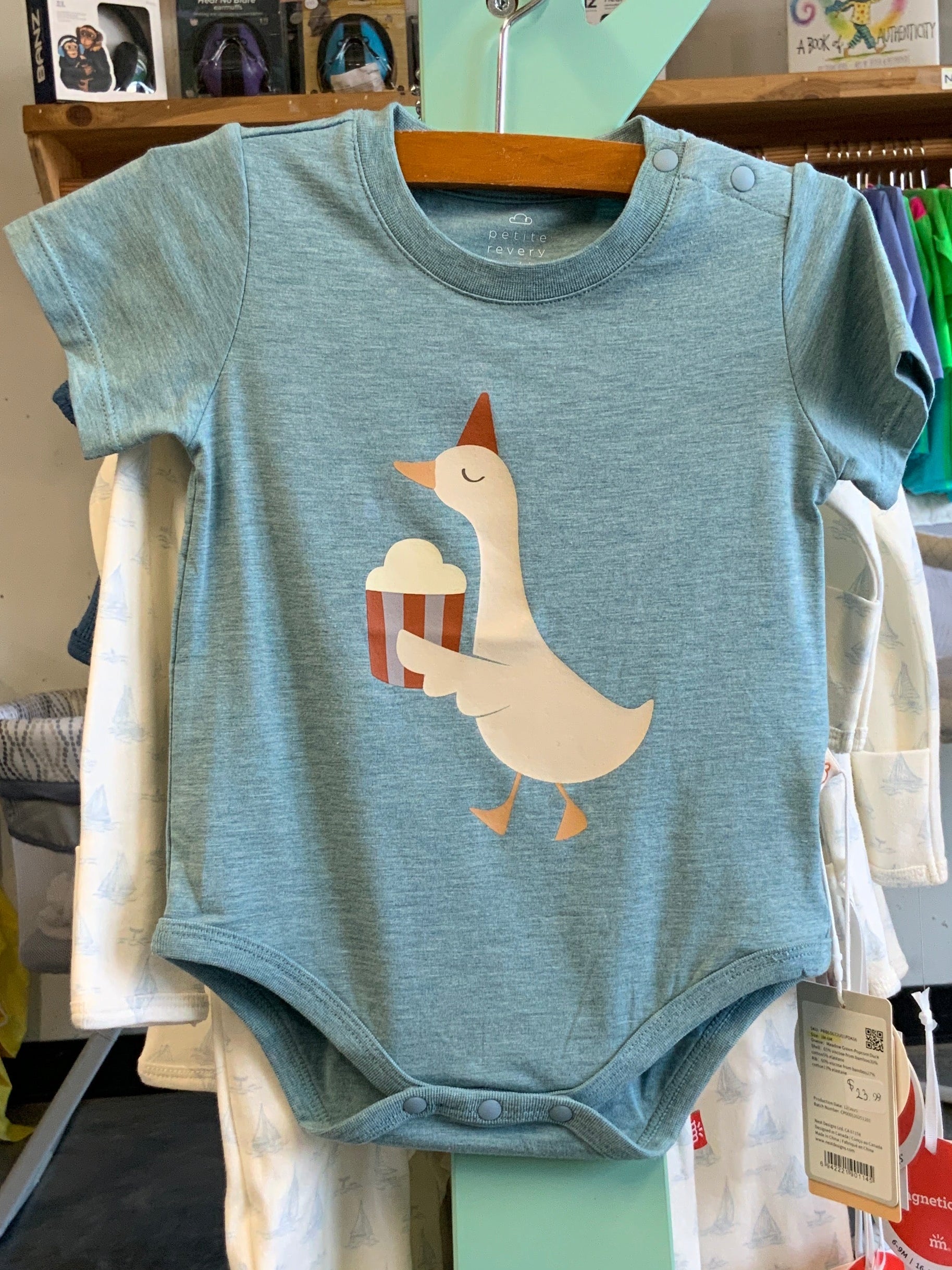 Petite Revery Onesie - Meadow Green Popcorn Duck