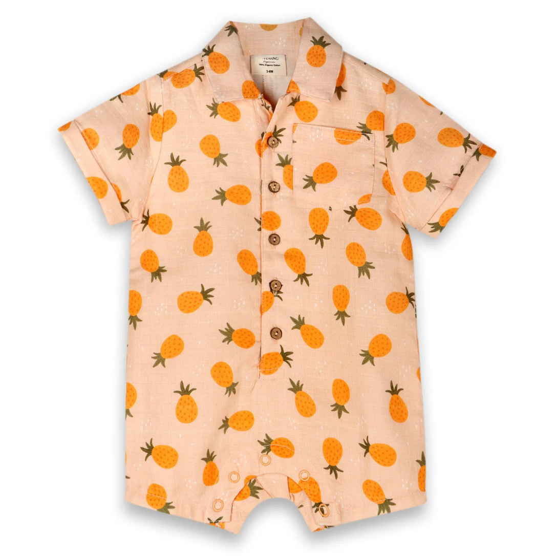 Viverano Organics Pineapple Button Baby Romper