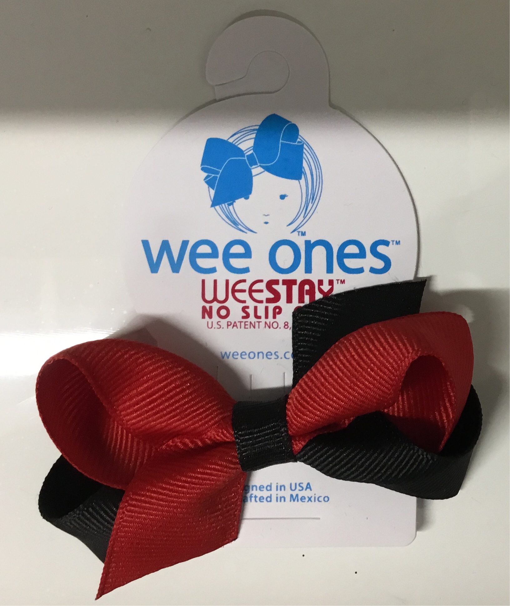 Wee Ones Mini Two-Tone Bow- Red & Black