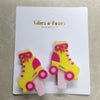 Lilies &amp; Roses Roller Skate Pink &amp; Yellow Alligator Clips, Set of 2